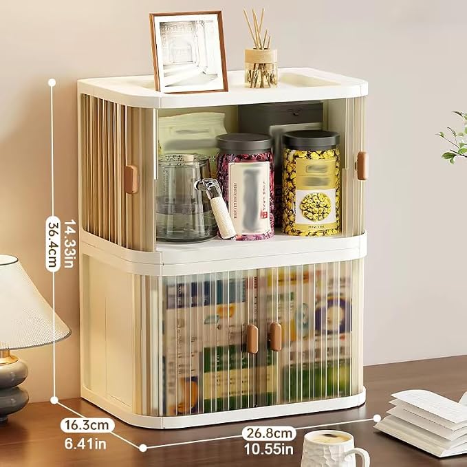 Desktop Storage Box Foldable and Assembly Free Sliding Door Design Ideal - Image 3
