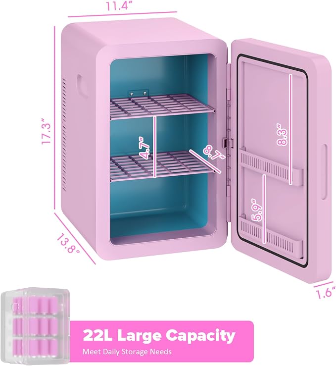 22L/30Cans Mini Fridge for Bedroom, 12v DC Portable Cooler & Warmer, Mini - Image 8