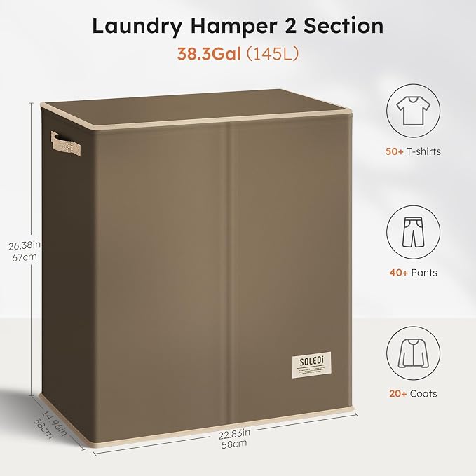 SOLEDI Large Double Laundry Hamper - Image 6