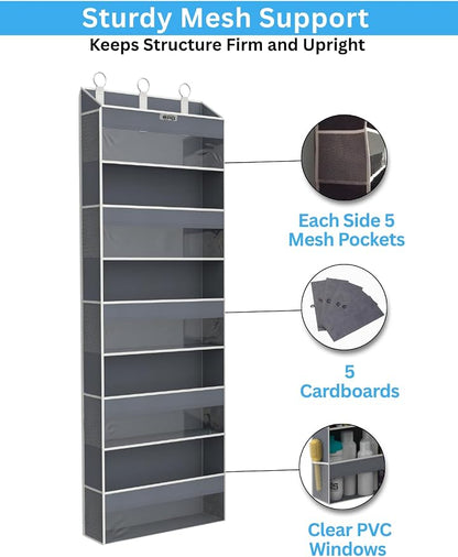Over the Door Organizer with 5 Large Pockets & 10 Mesh Side Pockets – Durable - Image 6
