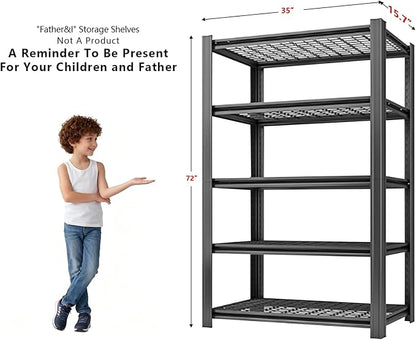 35" W Father&I 5-Shelf Industrial Adjustable Heavy-Dudy Tall Metal Garage - Image 3