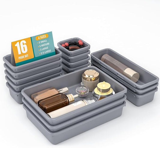 16 PCS Drawer Organizer Set, 4 Size Makeup Drawer Divider Organizer by StoreHappily