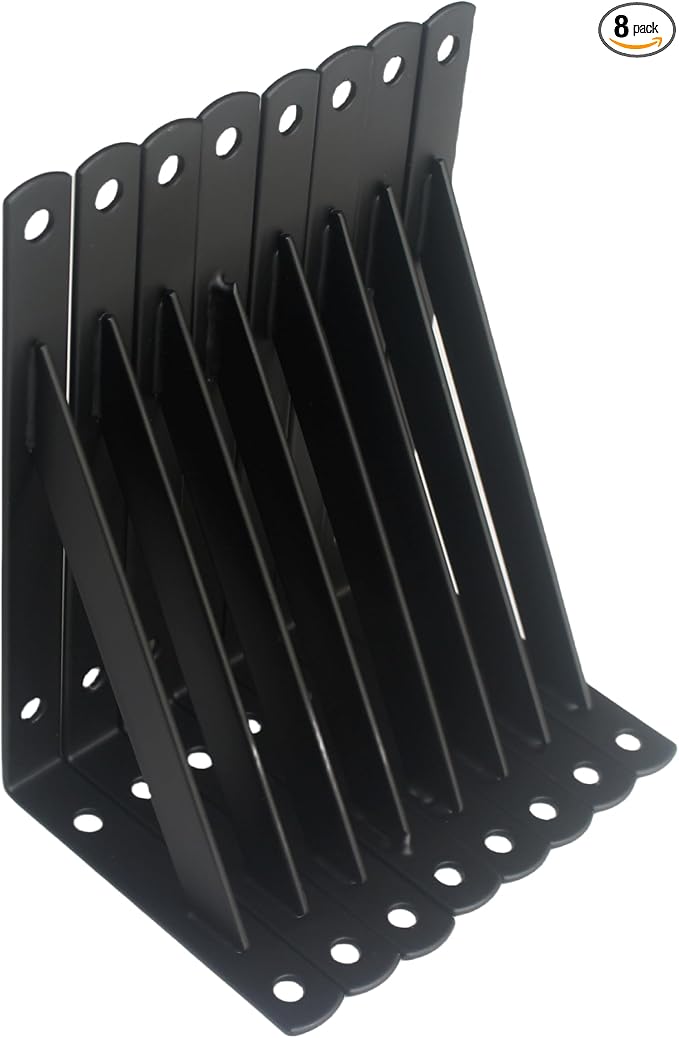 8 Pack L6 x H 3.5" Black Heavy Duty Shelf Brackets by MHMYDZ