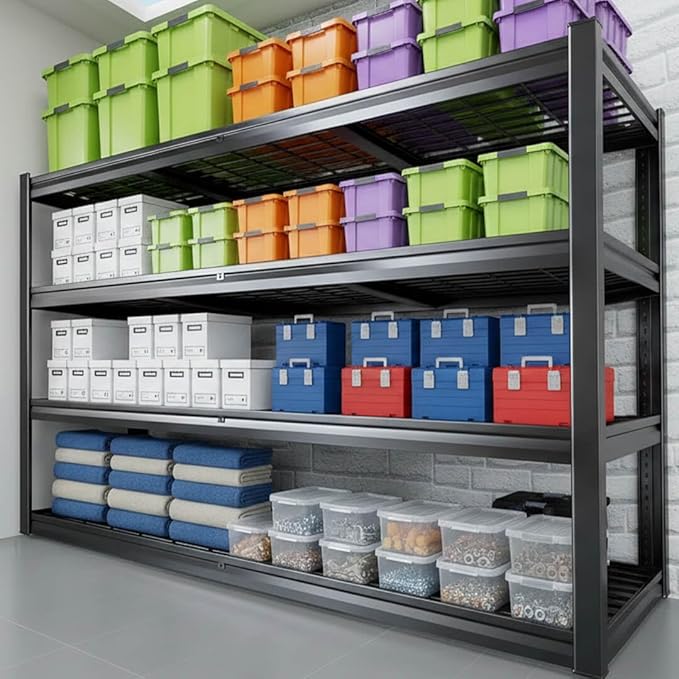 70" W Garage Shelving Heavy Duty, 4 Tier Garage Shelves, Commercial Metal by PMKES