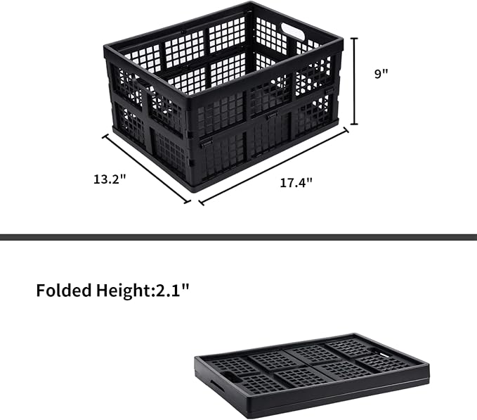 3-Pack Plastic Collapsible Storage Crates-30L, Foldable Plastic Crates - Image 3