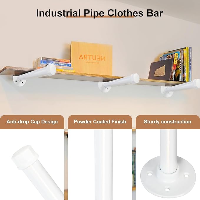 Pintuson 6 PCS Industrial Pipe Clothes Bar 12 Inch - Image 4