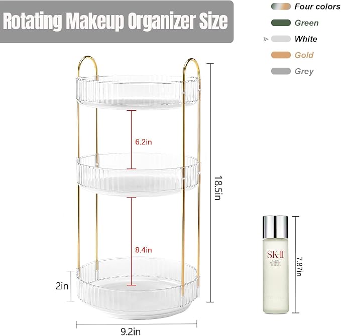 360 Rotating Makeup Organizer for Vanity, Bathroom Countertop Spinning Perfume - Image 4