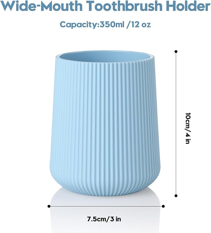 YAUKPH Light Blue Striped Toothbrush Holder - Image 2