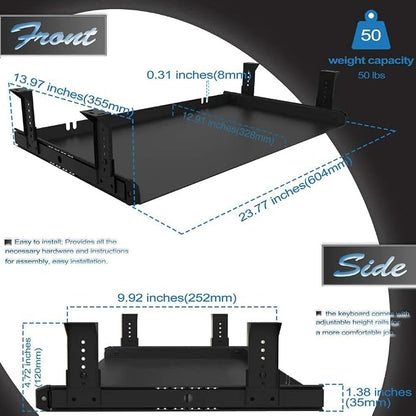 FRMSAET Under Desk Keyboard Tray Heavy-Duty All-Metal Material 20/24/30 inches - Image 4