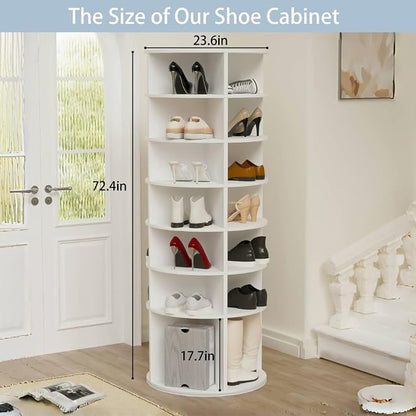 7 Tier Rotating Shoe Rack Tower, 360° Round Rotating Storage Tower, Living Room - Image 2