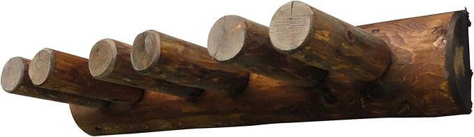6-Place Log Ski Rack Wall Mount, Indoor Ski Storage Rack - Image 8