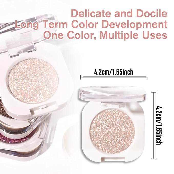 Pear White Single Glitter Eyeshadow Makeup, Neutral Powde Eye Shadow - Image 5