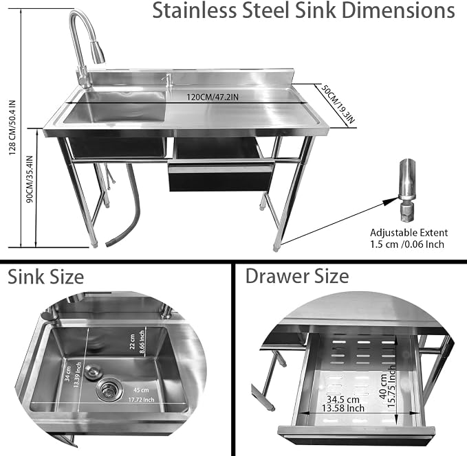 304 Stainless Steel Utility Sink - Image 3