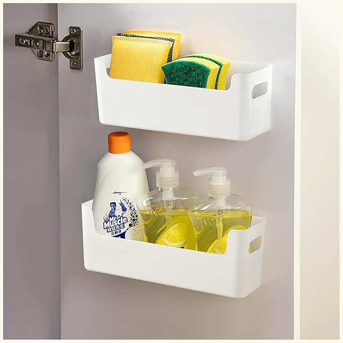 2 Pack Cabinet Organizer Storage, Adhesive Over Cabinet Door Organizer by LANSKYWARE