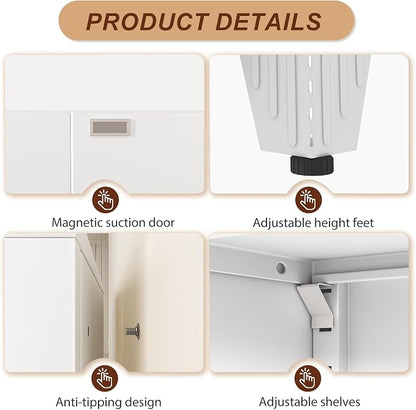 71" White Metal Storage Cabinet - Image 5
