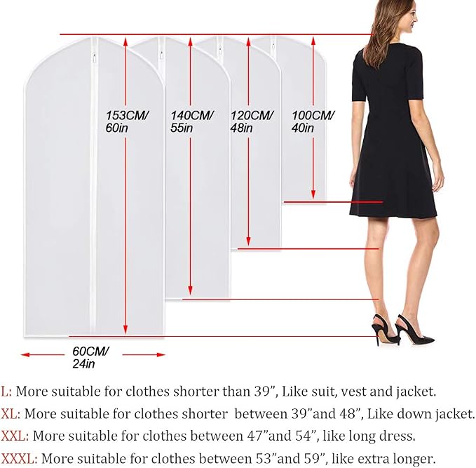 Garment Bag Covers 24''X54'' Lightweight White PEVA Breathable Bags - Image 2