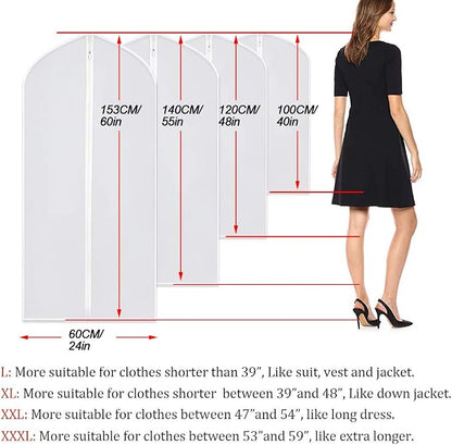 Garment Bag Covers 24''X54'' Lightweight White PEVA Breathable Bags - Image 2