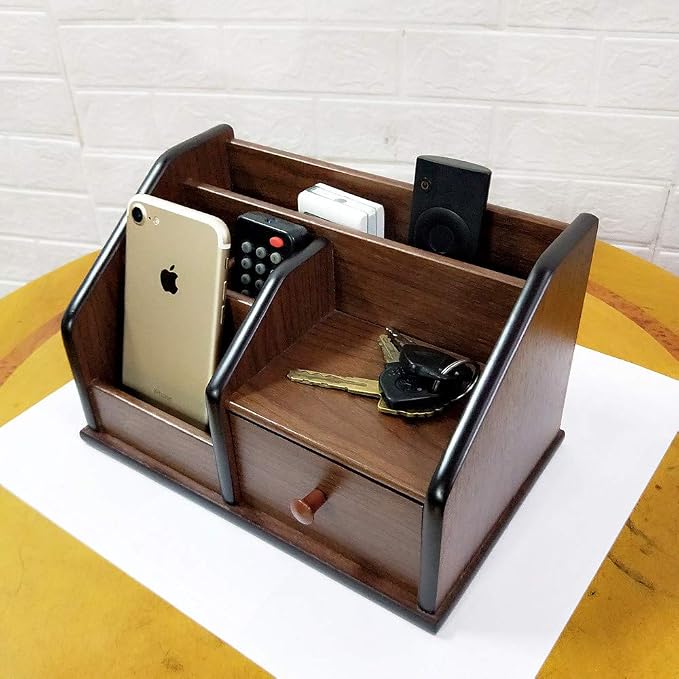 N Desk organizer wood with small drawer Office and Home organization like - Image 3
