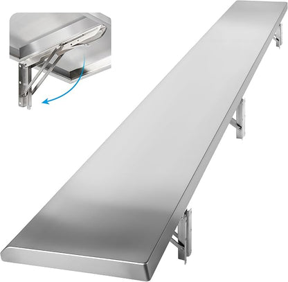 Stainless Steel Folding Concession Shelf 68" x 12" | Heavy Duty Drop Down by Toriexon