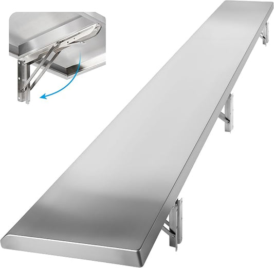 Stainless Steel Folding Concession Shelf 68" x 12" | Heavy Duty Drop Down by Toriexon