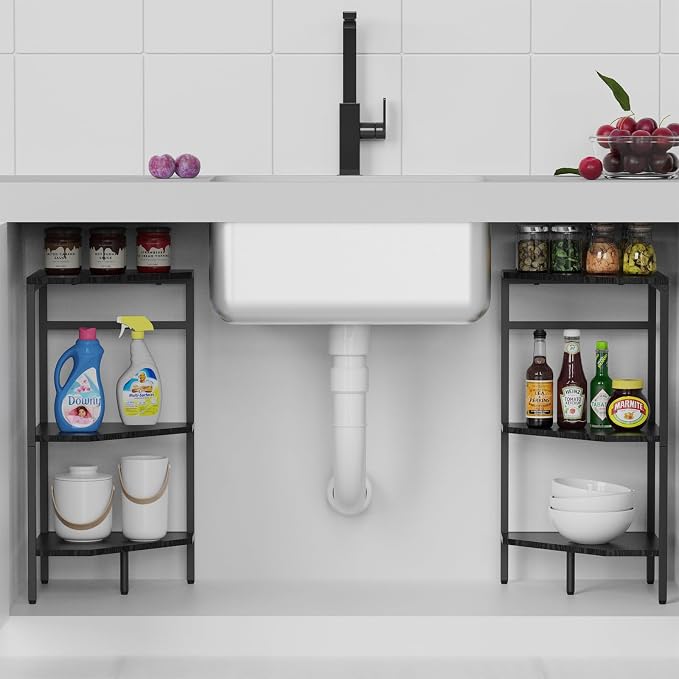 CADUKE Under Pedestal Sink Shelf, 2 Pack Under Sink Organizers and Storage - Image 2