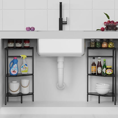 CADUKE Under Pedestal Sink Shelf, 2 Pack Under Sink Organizers and Storage - Image 2