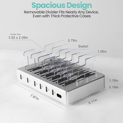 300W Fast Charging Station for Multiple Devices, 6 Port USB Charging Hub - Image 2