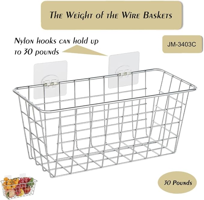 JUNCHU CHERRY 5 Pack Hanging Storage Basket, Bathroom Basket, Household Goods - Image 8