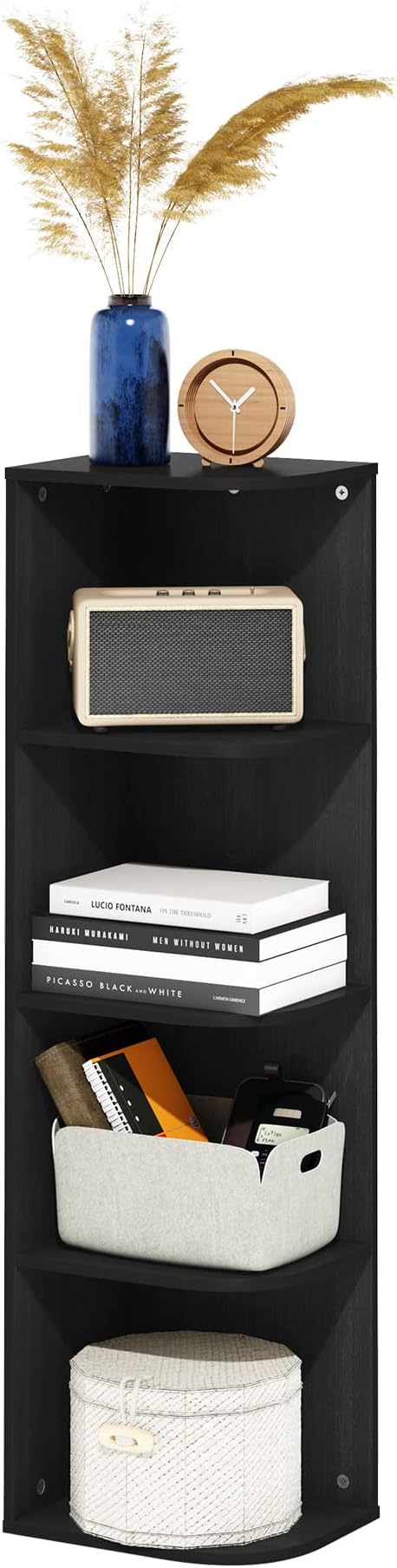 Furinno Pasir 4-Tier Corner Open Shelf Bookcase by Furinno-FitsYourSpaceFitsYourBudget