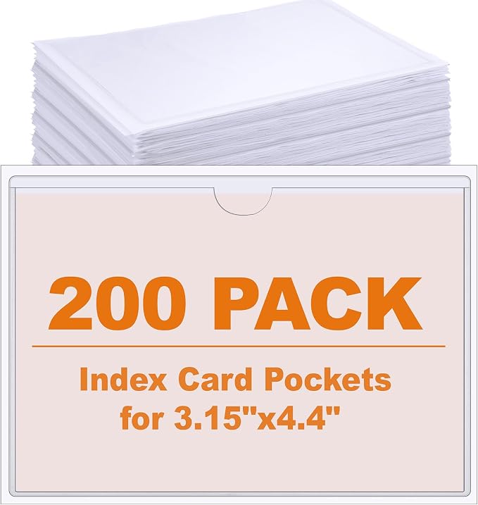 Outus 200 Pack 3.6 x 4.8 Inch Self Adhesive Label Pockets Bulk Plastic Labels by Outus