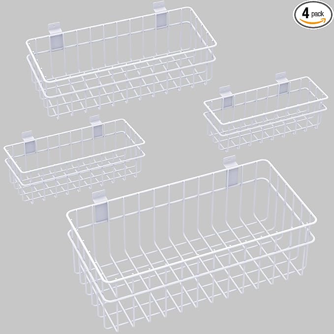 4 Pack Large Slatwall Baskets Set, Ventilated Metal Hanging Storage Slat Wall by Daanxw