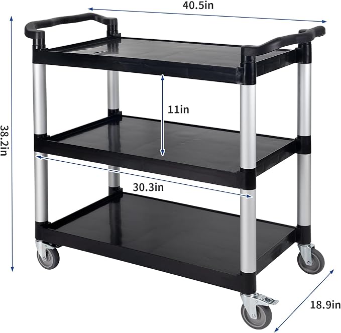UNICOO® Heavy Duty 3-Tier Rolling Cart, Service Utility Cart on Wheels - Image 7