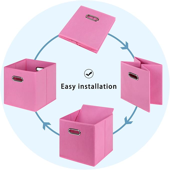 Black Fabric Cubby Storage Bins, Cube Organizer Bin Foldable Storage Boxes - Image 6