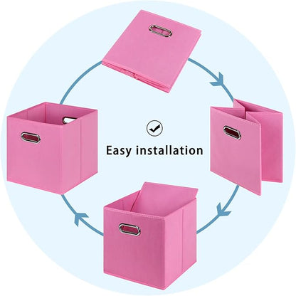 Black Fabric Cubby Storage Bins, Cube Organizer Bin Foldable Storage Boxes - Image 6