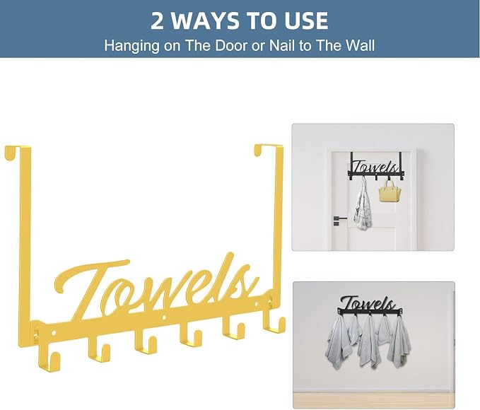Azmoncy Over The Door Hooks, Towel Hook Towel Rack - Image 3
