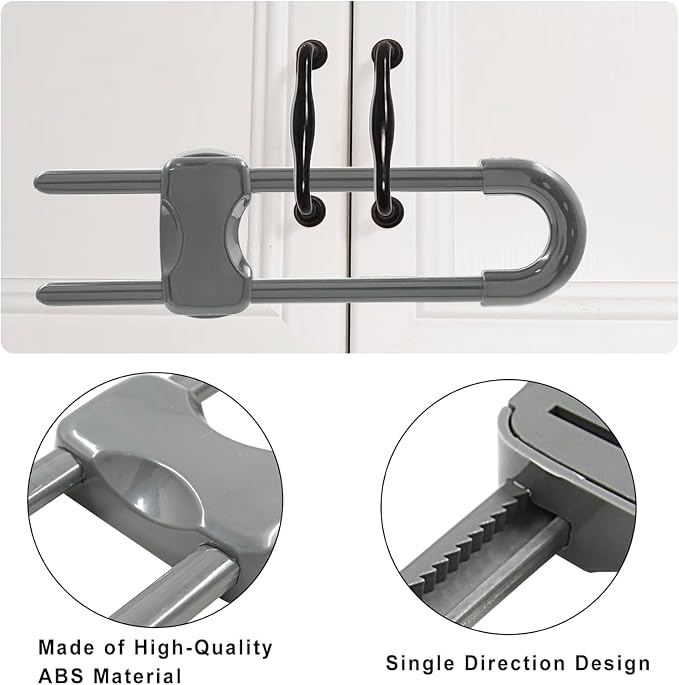 Sliding Cabinet Locks for Babies, Baby Proofing Adjustable U-Shaped Baby Safety - Image 4