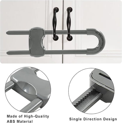 Sliding Cabinet Locks for Babies, Baby Proofing Adjustable U-Shaped Baby Safety - Image 4