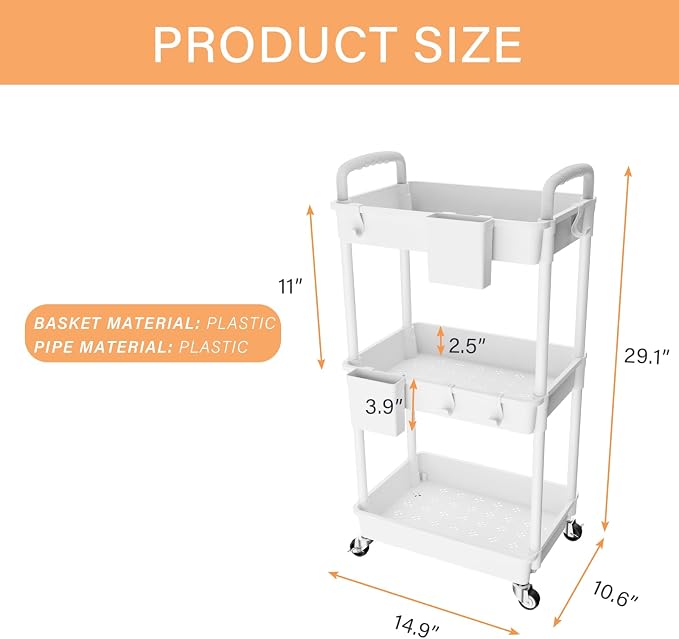 3 Tier Rolling Utility Cart - Image 5
