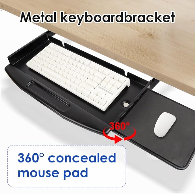 Under Desk Mounted Keyboard Tray Steel Slide - Image 2