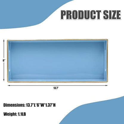 Blue Bathroom Vanity Tray for Countertop, Small Plastic Toilet Tank Versatile - Image 2