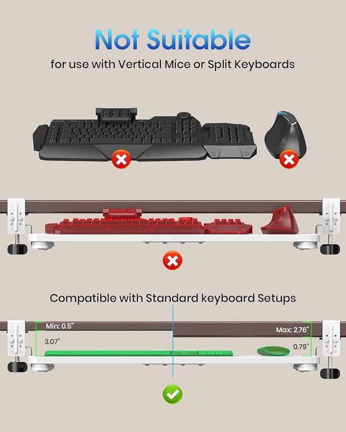 Large Keyboard Tray Under Desk, Pull Out Keyboard & Mouse Tray - Image 4