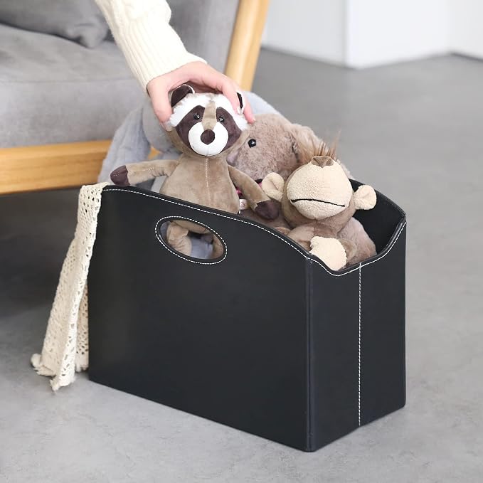 EZDeco Magazine Holder Foldable Magazine Rack Floor PU Leather File Holder - Image 7