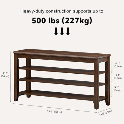 Taitiy Shoe Bench Storage Rubberwood, Entryway Bench - Image 2