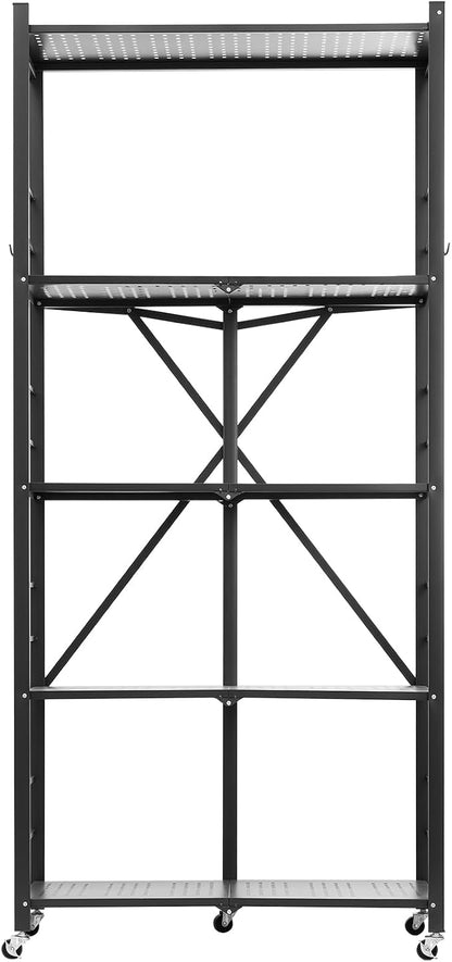 VEVOR 5-Tier Foldable Storage Shelf, 32W x 14D x 72H Inch Folding Metal Rack - Image 9