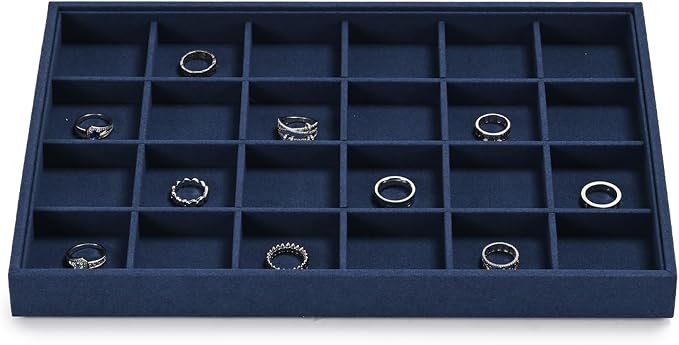 24 Grids Jewelry Tray Earring Organizer Tray Microfiber Jewelry Display Tray - Image 3