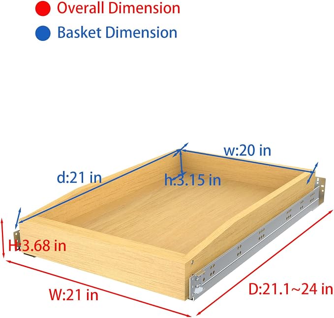 Wooden Pull out Cabinet Organizer 21" W x 21" D x 4.3" H, Heavy Duty Slide Out - Image 2