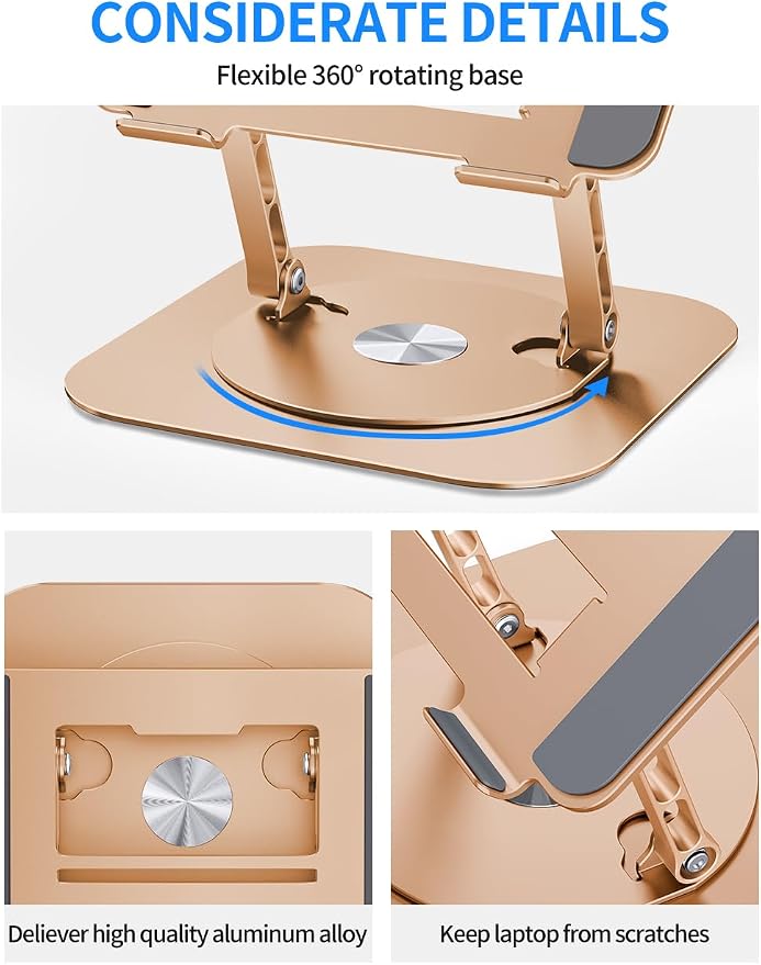 Adjustable Laptop Stand with 360 Rotating Base, Computer Stand - Image 4