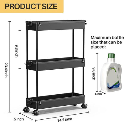 SPACEKEEPER Slim Rolling Storage Cart, 3 Tier Bathroom Storage Organizer - Image 3