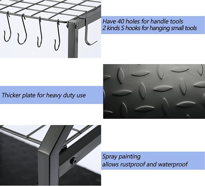 UU-Major Garden Tool Organizer, Yard Tool Rack Heavy Duty, Free Standing - Image 4