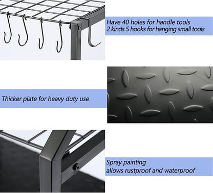 UU-Major Garden Tool Organizer, Yard Tool Rack Heavy Duty, Free Standing - Image 4